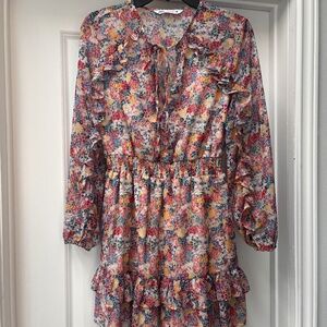 ZARA ruffle mini floral dress